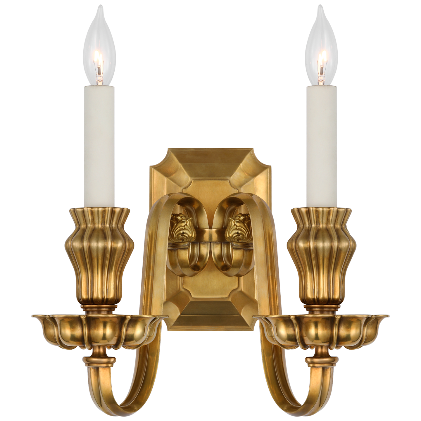 Falaise Double Sconce in Natural Brass