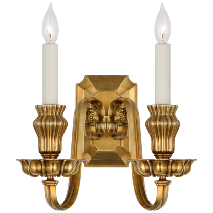 Falaise Double Sconce in Natural Brass
