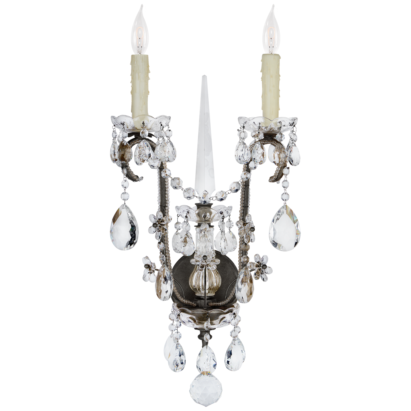 Alessandra Large Chandelier Sconce in Antiqued Gild with Crystal
