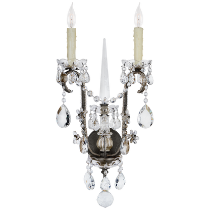 Alessandra Large Chandelier Sconce in Antiqued Gild with Crystal