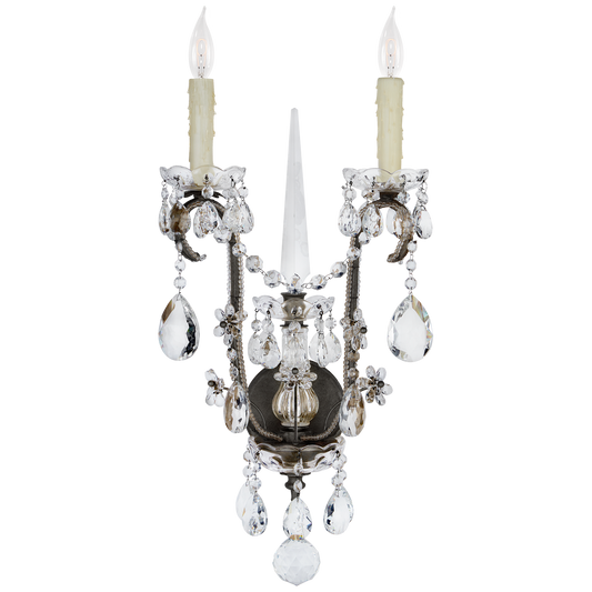 Alessandra Large Chandelier Sconce in Antiqued Gild with Crystal