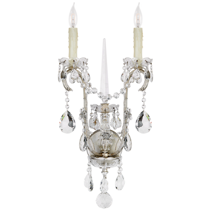 Alessandra Large Chandelier Sconce in Antique Silver Leaf with Crystal