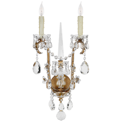 Alessandra Large Chandelier Sconce in Gilded Iron with Crystal