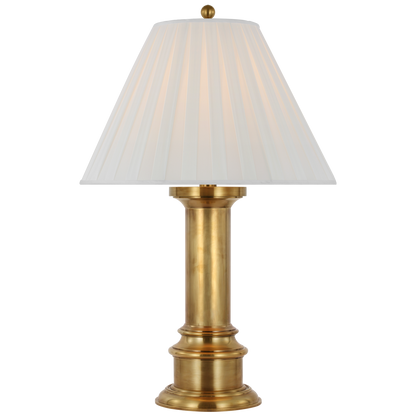 Hammett Large Table Lamp in Natural Brass with Silk Box Pleat Shade