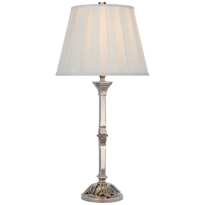 Doris Medium Table Lamp in Butler's Silver with Silk Box Pleat Shade