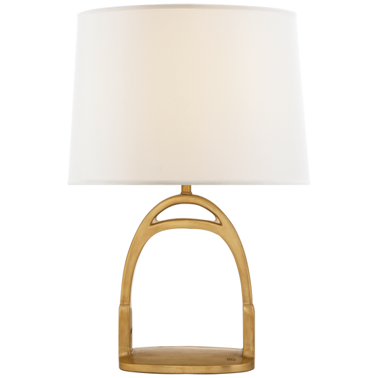 Westbury Table Lamp in Natural Brass with Linen Shade