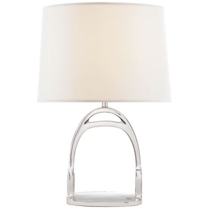 Westbury Table Lamp in Polished Nickel with Linen Shade