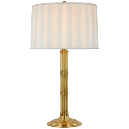 Downing Large Table Lamp in Natural Brass with Silk Box Pleat Shade