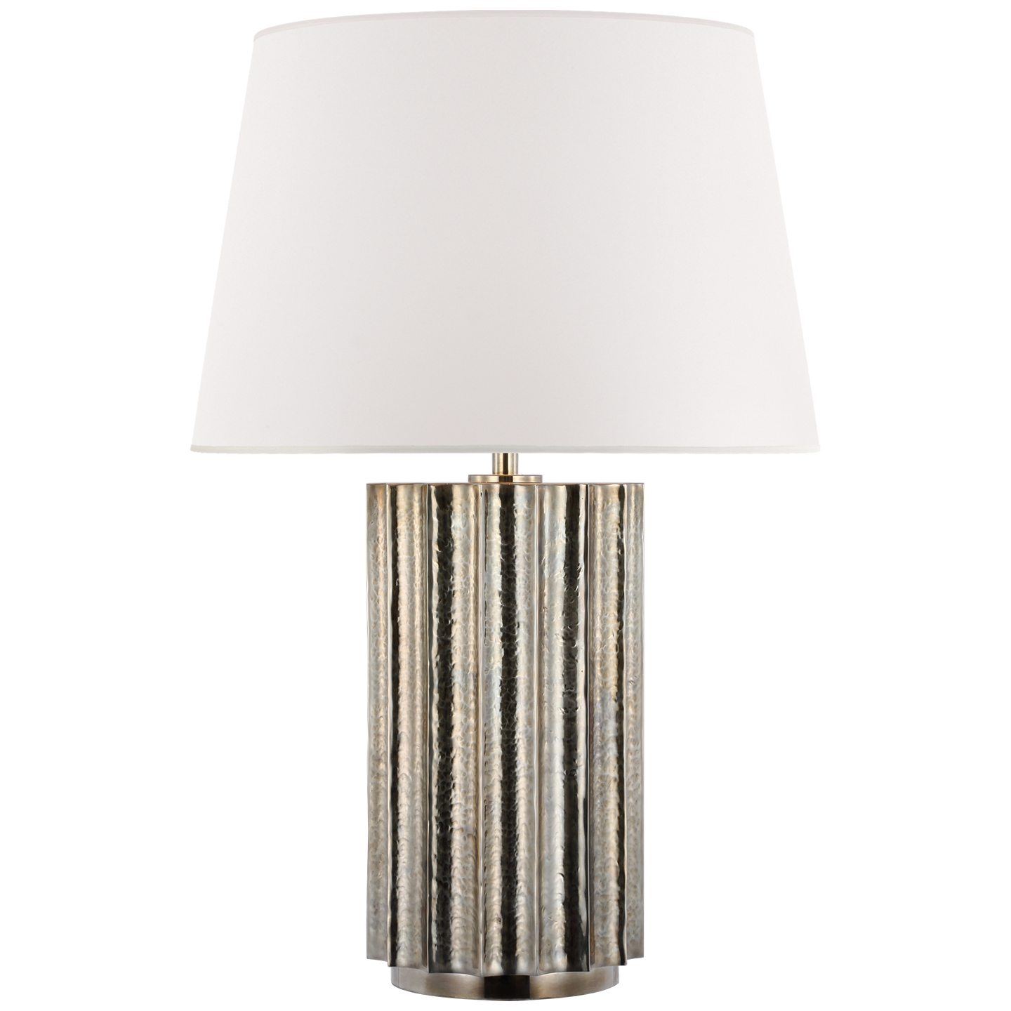 Kolber Medium Table Lamp in Butler's Silver with White Paper Shade