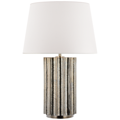 Kolber Medium Table Lamp in Butler's Silver with White Paper Shade