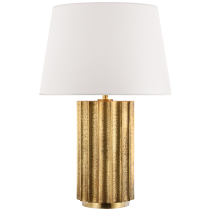 Kolber Medium Table Lamp in Natural Brass with White Paper Shade
