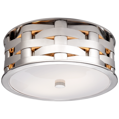 Ella Woven Small Flush Mount in Polished Nickel with White Glass