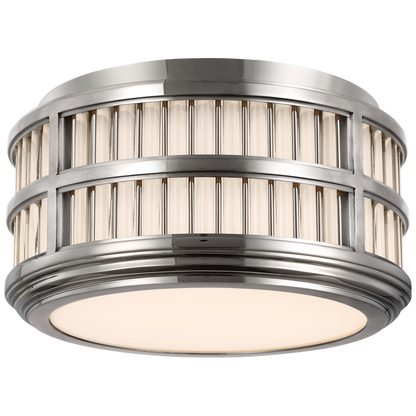 Perren 12" Flush Mount in Polished Nickel and Glass Rods