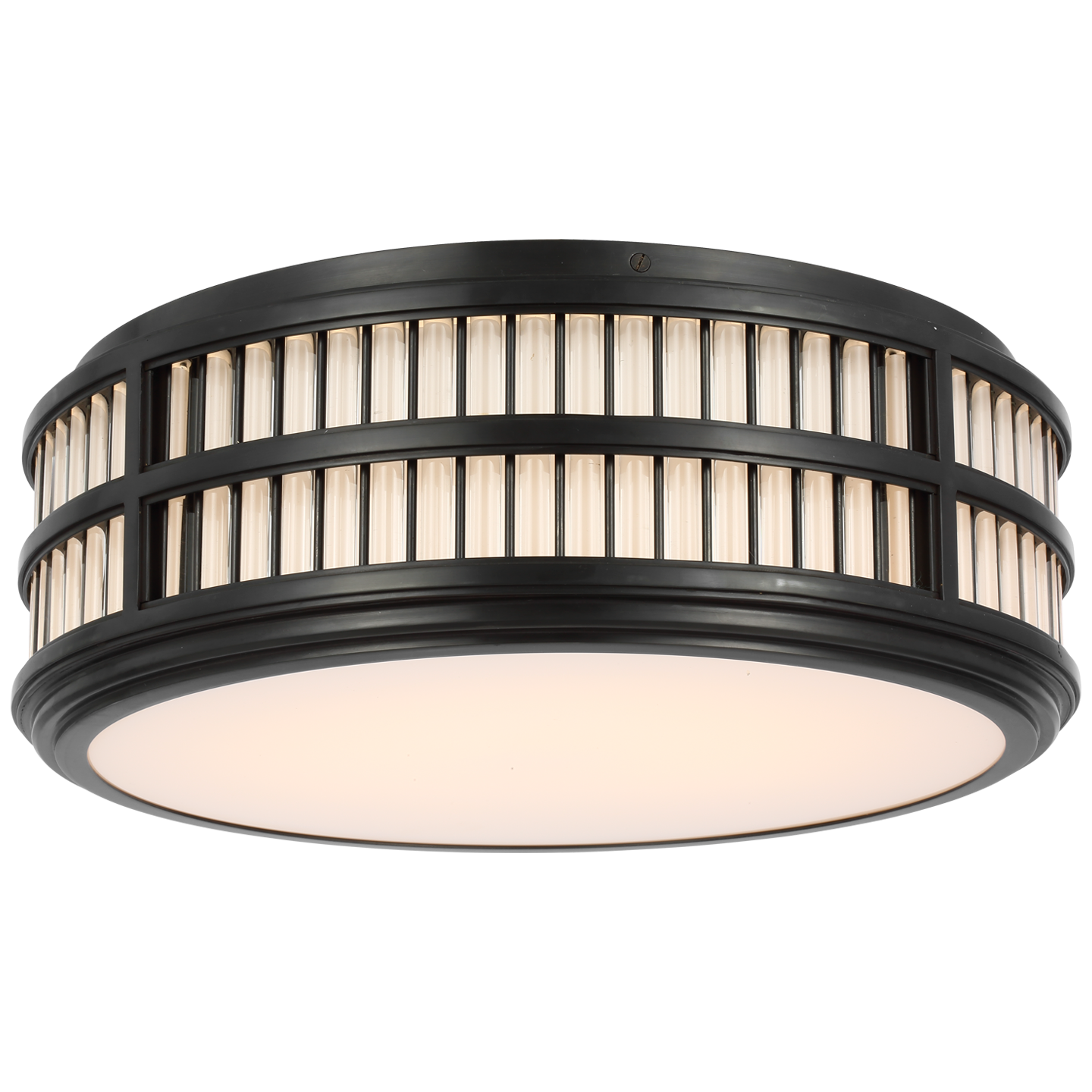 Perren 18" Flush Mount in Bronze and Glass Rods