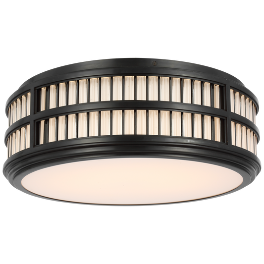 Perren 18" Flush Mount in Bronze and Glass Rods