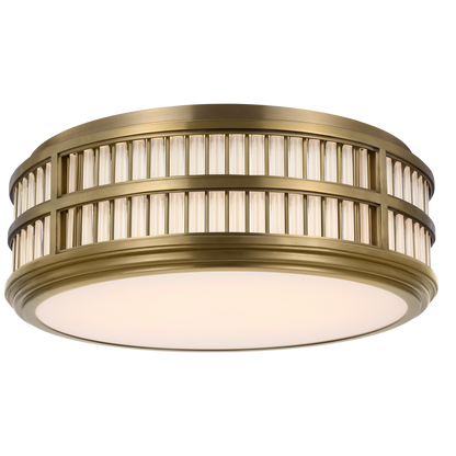 Perren 18" Flush Mount in Natural Brass and Glass Rods