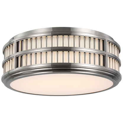 Perren 18" Flush Mount in Polished Nickel and Glass Rods