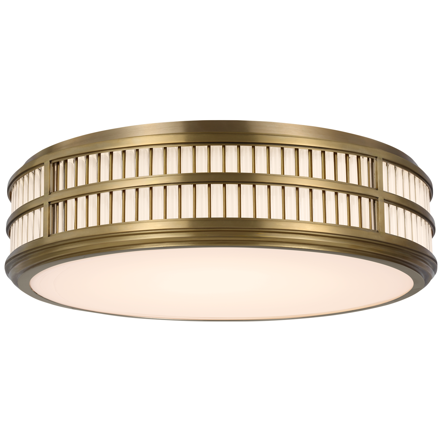 Perren 24" Flush Mount in Natural Brass and Glass Rods
