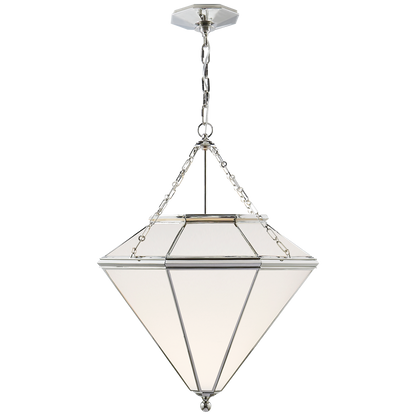 Cannes Pendant in Polished Nickel with White Glass