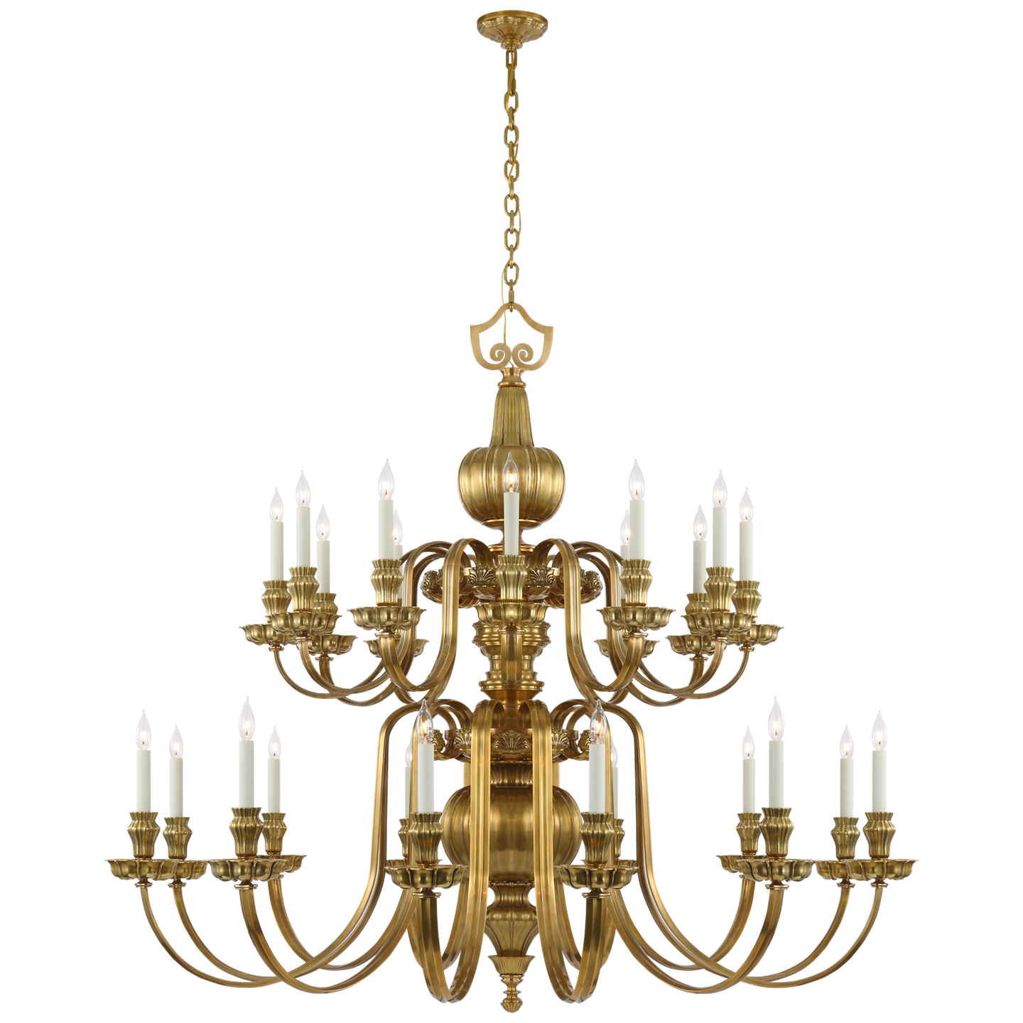 Falaise Grande Two Tier Chandelier in Natural Brass