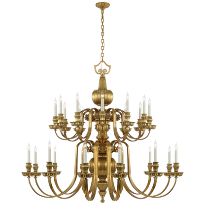 Falaise Grande Two Tier Chandelier in Natural Brass