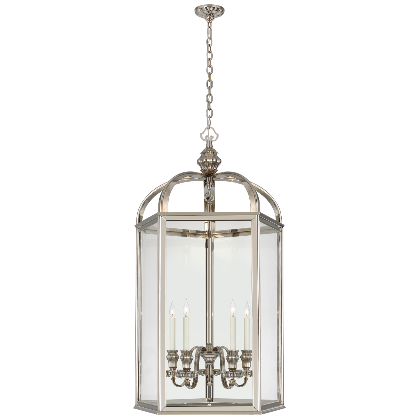 Falaise Large Lantern in Butler's Silver with Clear Glass