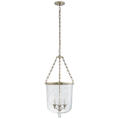 Cambridge Medium Smoke Bell Lantern in Butler's Silver with Clear Glass