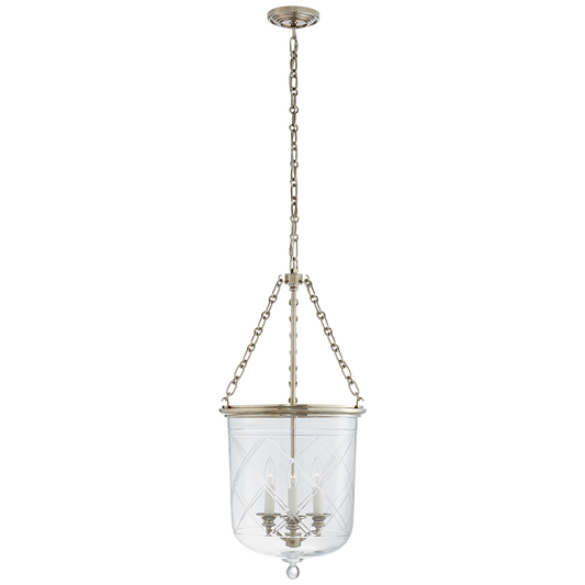 Cambridge Medium Smoke Bell Lantern in Butler's Silver with Clear Glass