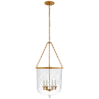 Cambridge Large Smoke Bell Lantern in Natural Brass with Clear Glass