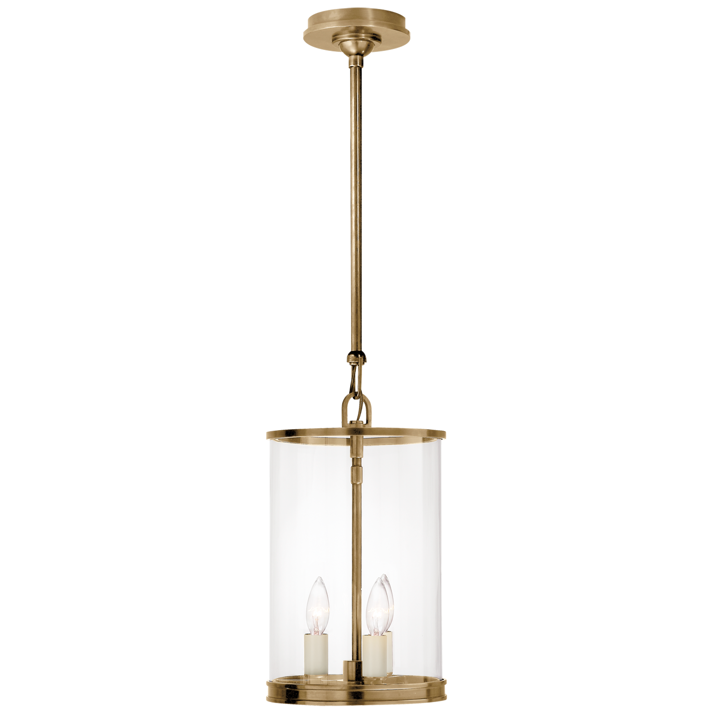 Modern Small Lantern in Natural Brass