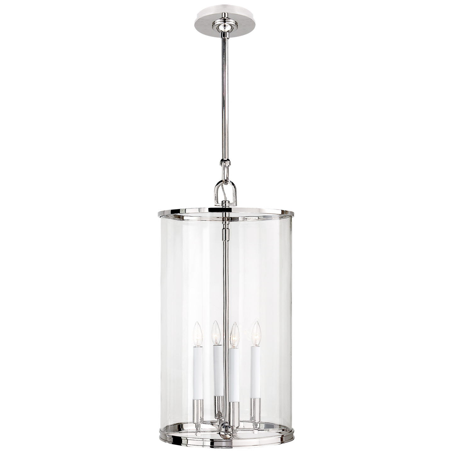 Modern Large Lantern in Polished Nickel