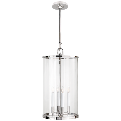 Modern Large Lantern in Polished Nickel
