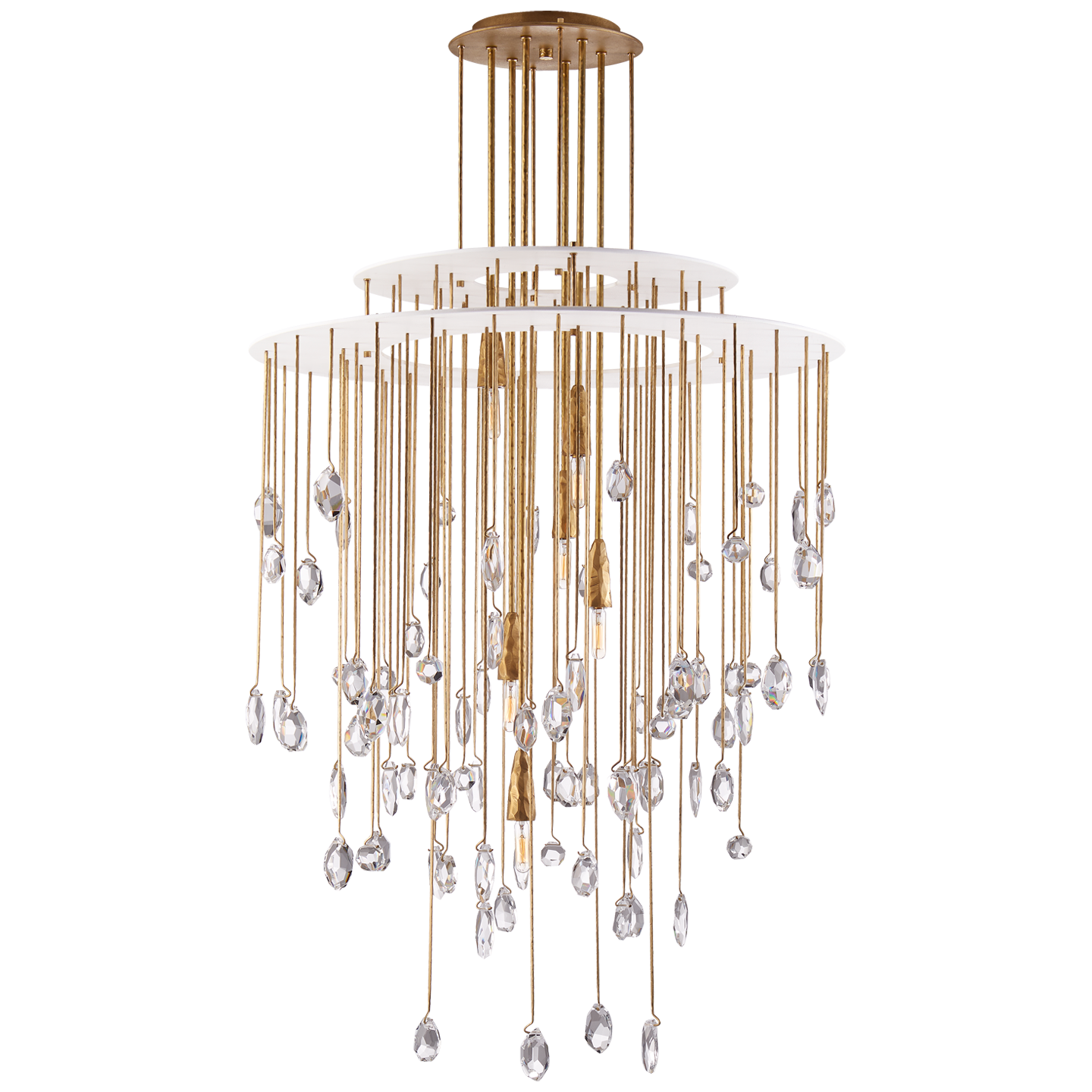 Hailee Medium Sculpted Chandelier in Natural Brass and Plaster White with Crystal