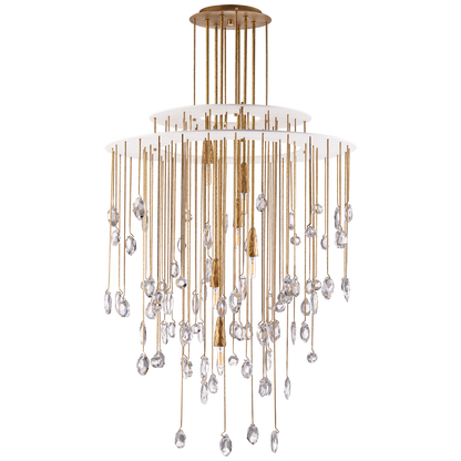 Hailee Medium Sculpted Chandelier in Natural Brass and Plaster White with Crystal