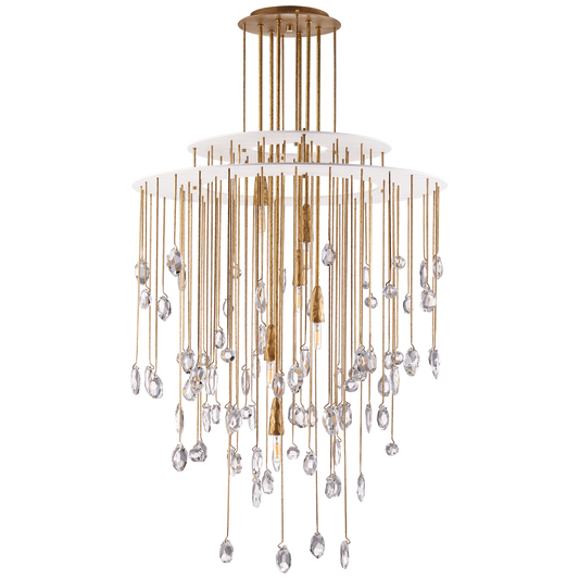 Hailee Medium Sculpted Chandelier in Natural Brass and Plaster White with Crystal
