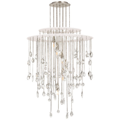 Hailee Medium Sculpted Chandelier in Polished Nickel and Plaster White with Crystal