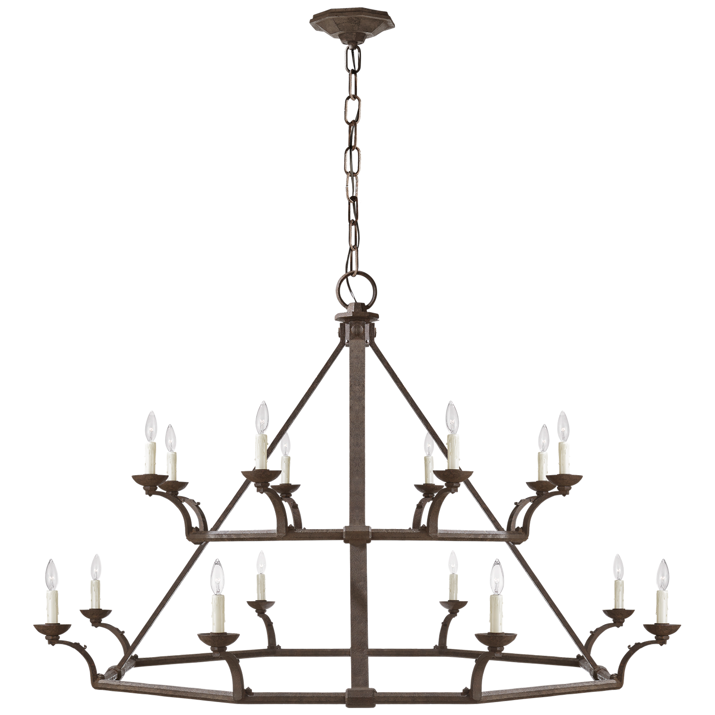 Robertson Double Tier Chandelier in Natural Rust