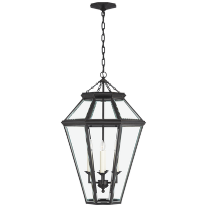 Edmund Medium Lantern in Bronze with Clear Beveled Glass