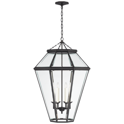 Edmund Large Lantern in Bronze with Clear Beveled Glass