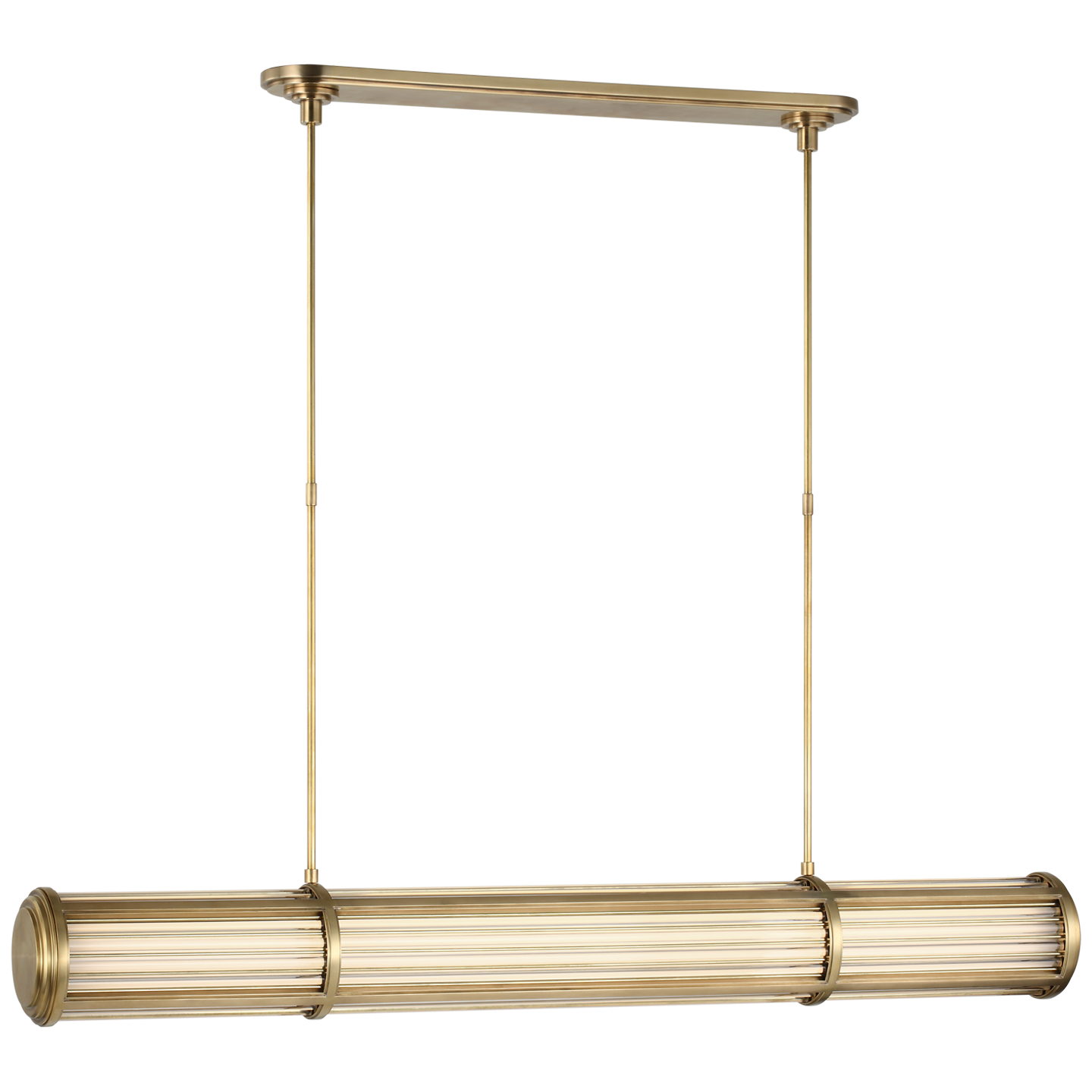 Perren Large Linear Chandelier in Natural Brass