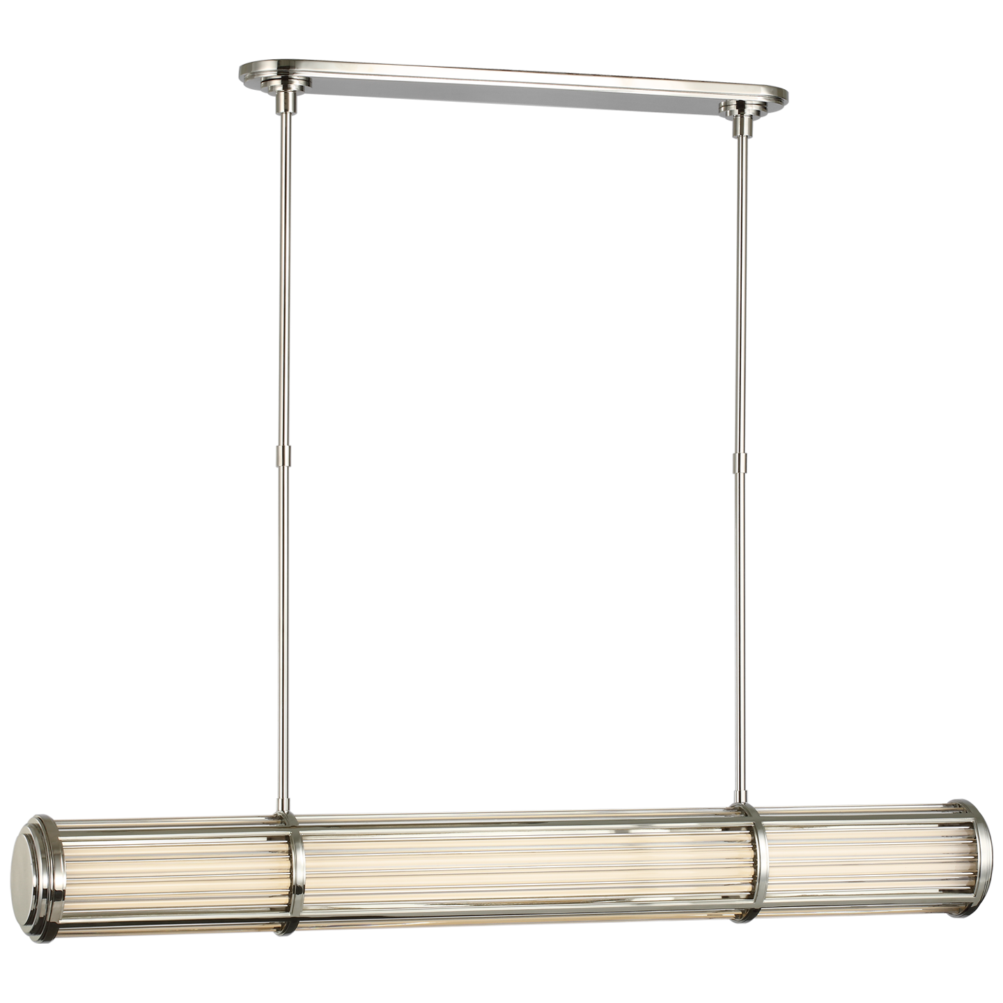 Perren Large Linear Chandelier in Polished Nickel