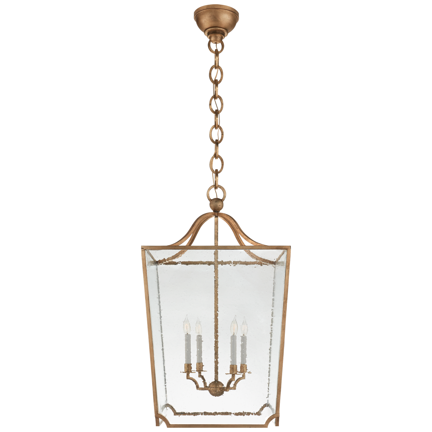 Beatrice Large Lantern in Gilded Iron with Restoration Glass