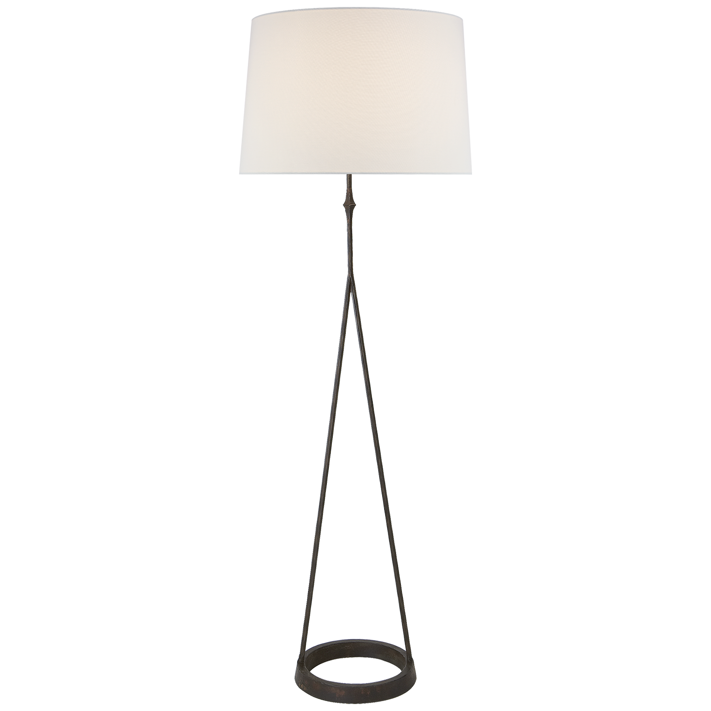 Dauphine Floor Lamp in Aged Iron with Linen Shade