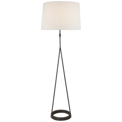 Dauphine Floor Lamp in Aged Iron with Linen Shade