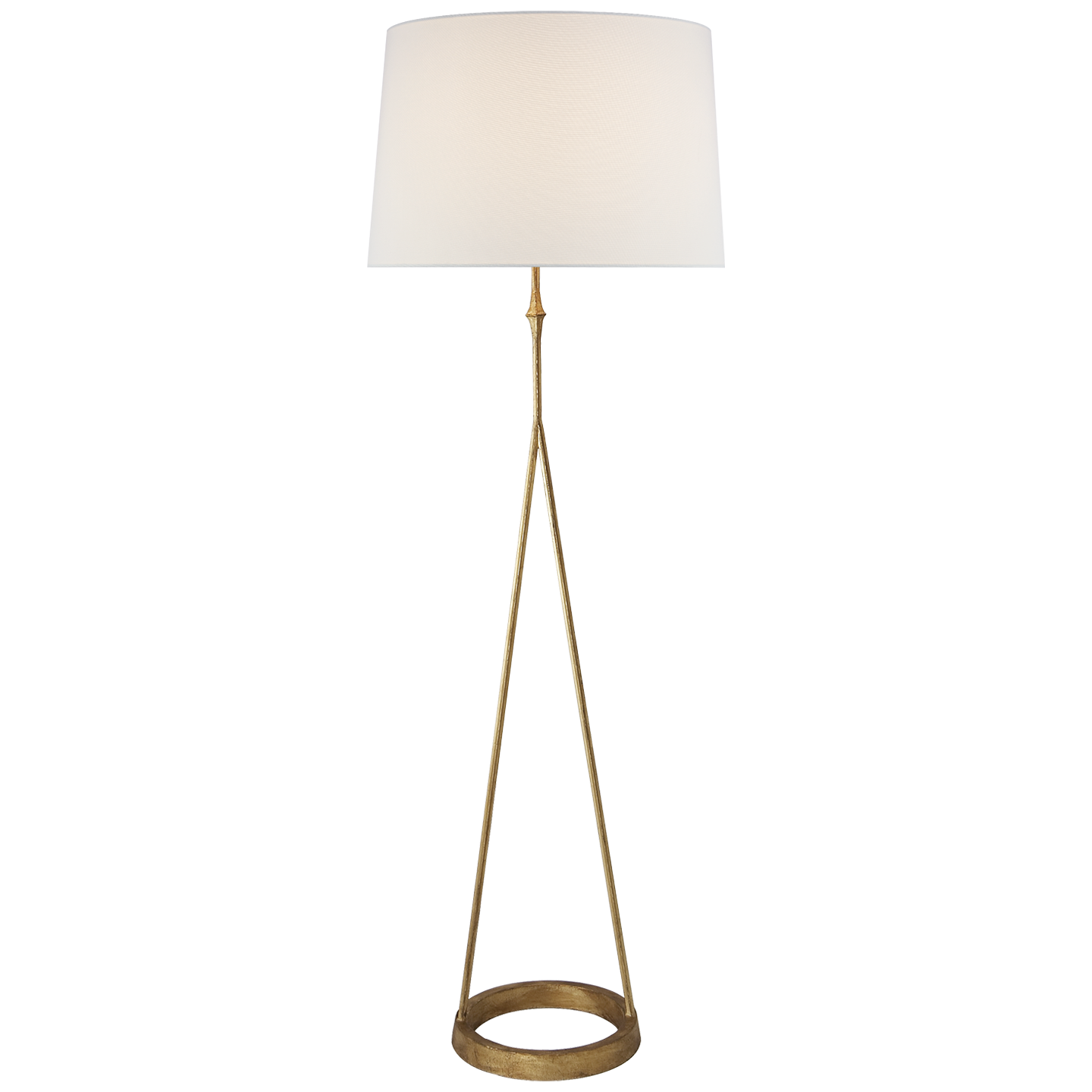 Dauphine Floor Lamp in Gilded Iron with Linen Shade