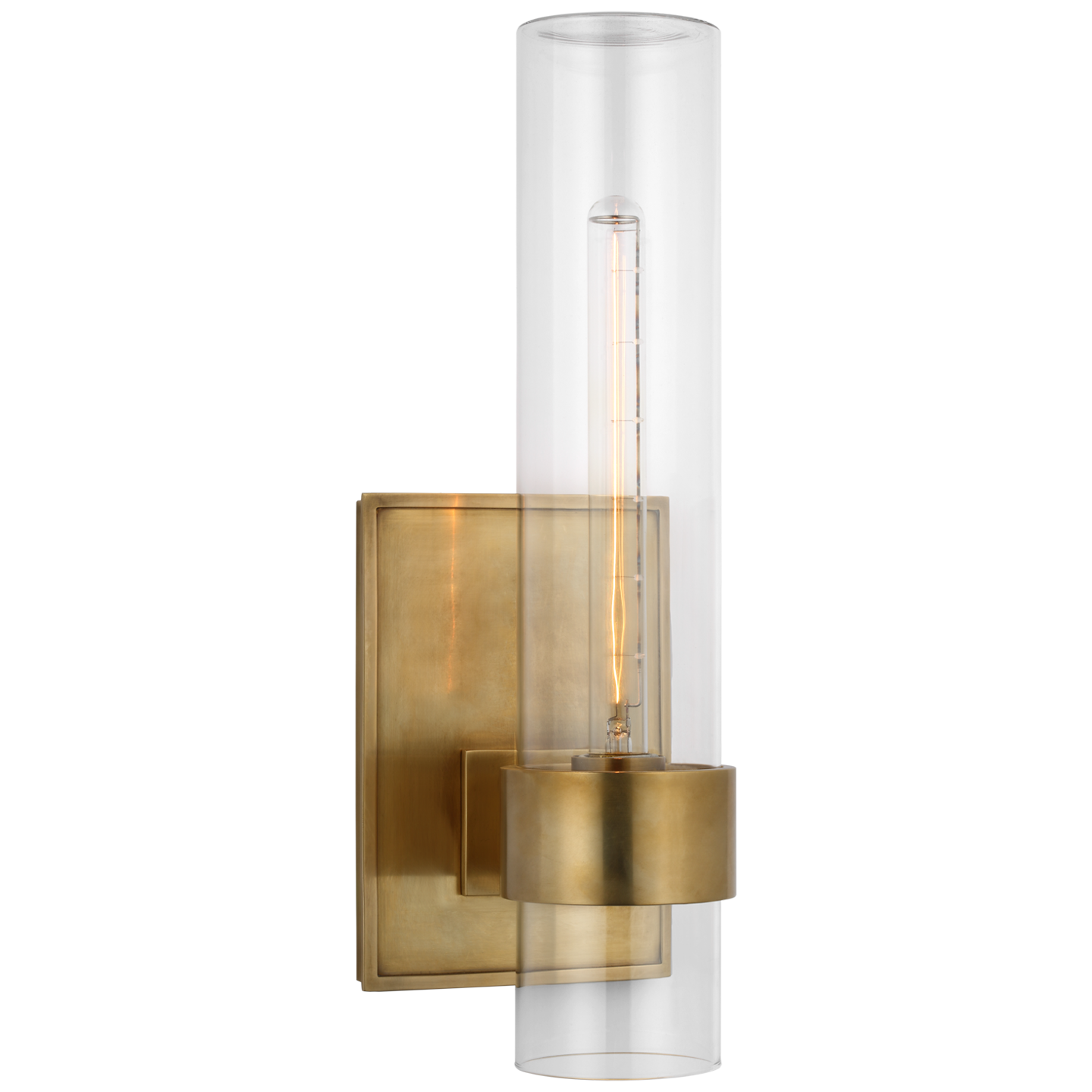 Presidio 18" Outdoor Sconce in Hand-Rubbed Antique Brass with Clear Glass