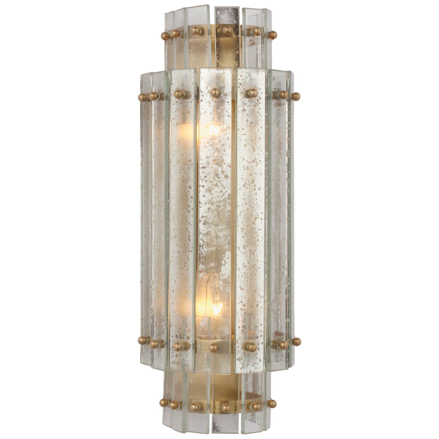 Cadence Small Tiered Sconce in Hand-Rubbed Antique Brass with Antique Mirror