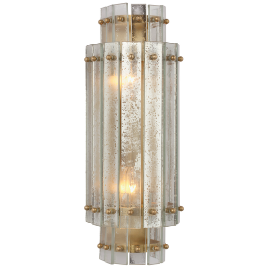 Cadence Small Tiered Sconce in Hand-Rubbed Antique Brass with Antique Mirror