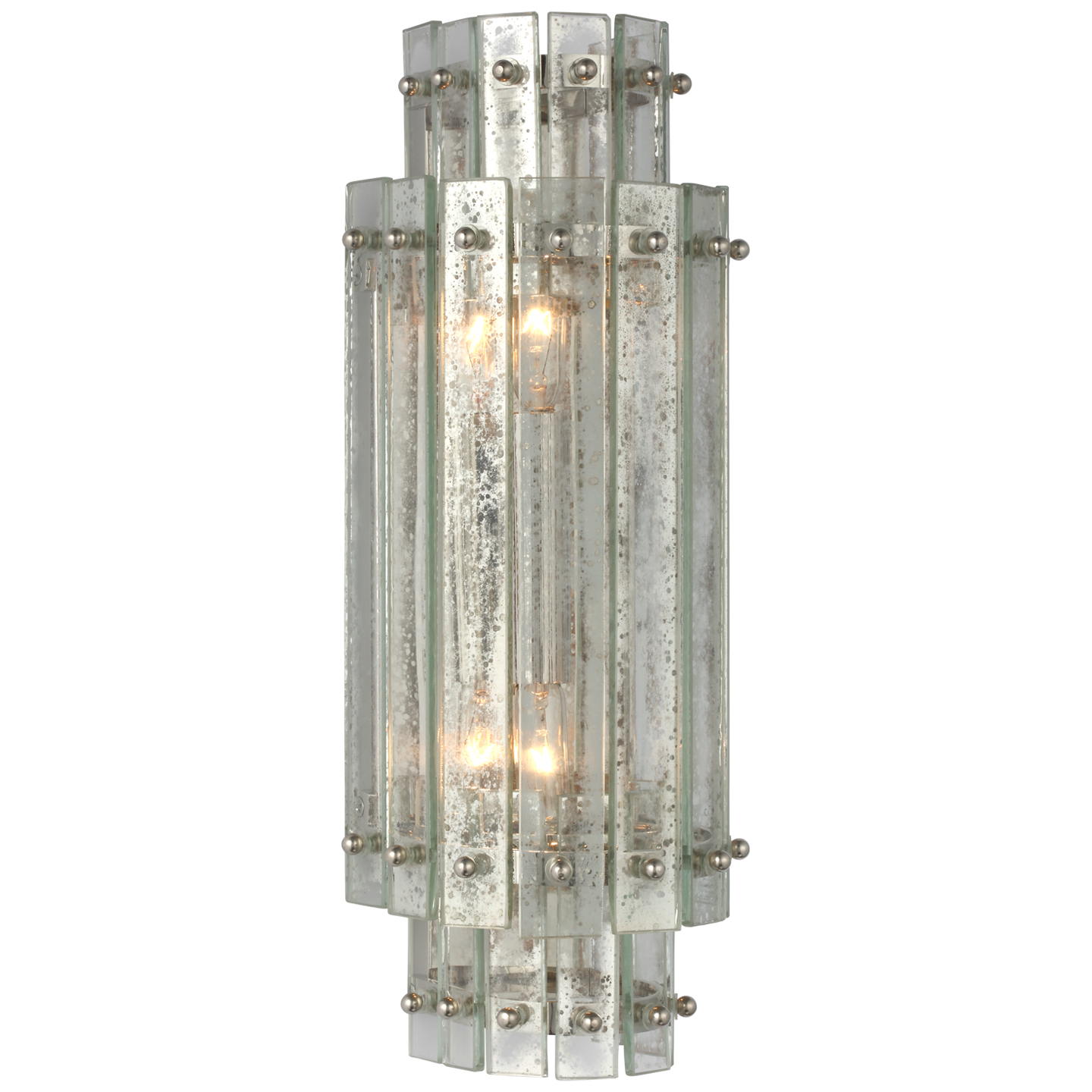 Cadence Small Tiered Sconce in Polished Nickel with Antique Mirror
