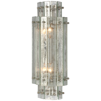 Cadence Small Tiered Sconce in Polished Nickel with Antique Mirror